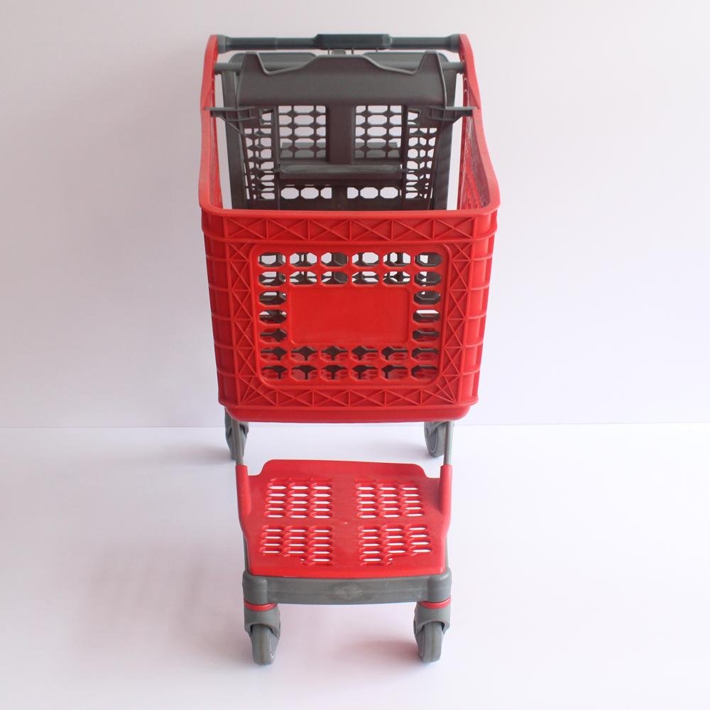 100L Durable Lightweight Wholly Plastic Carts for Supermarket 
